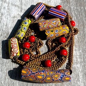 Millefiori African Trade Bead Glass Necklace